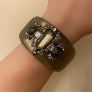 Alexis Bittar Silver Lucite and Jeweled Statement Bracelet